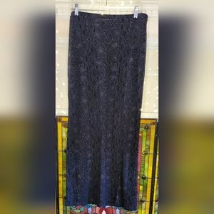 Vintage EXPRESS Jersey Maxi Skirt w/snake pattern,front slit, black/gray, size L